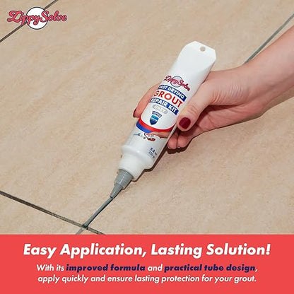 Tile Grout, Repair Kit, 2 Pack Grout Filler, Restore & Renew Tile Joints Line, Fast Drying Tile Grout Paint Squeeze Tube for Bathroom Shower Kitchen Floor, Waterproof (17.6 oz, Grey)