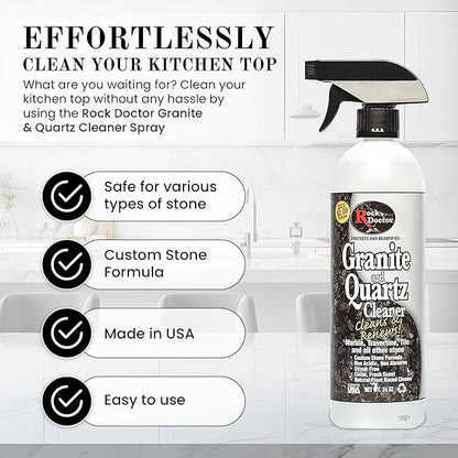 Rock Doctor Granite and Quartz Cleaner 64oz. Cleans Tile, Marble, Kitchen Countertop, and Natural Stone Surfaces, Streak-Free Shine Pack of 1