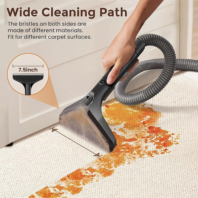 DEVOAC C8 Portable Carpet Upholstery Spot Cleaner Machine with Versatile Tools, Self-Cleaning, 18Kpa Powerful Suction, Pet Stain Remover, Car and Auto Detailer (Cyan)