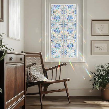Rainbow Window Privacy Film,Heat Control,UV Blocking,Anti-Glare,Day & Night Privacy Protection & Decoration for Home, Bathroom,Glass Door,Static Cling,Renter-Friendly with Installation Tools
