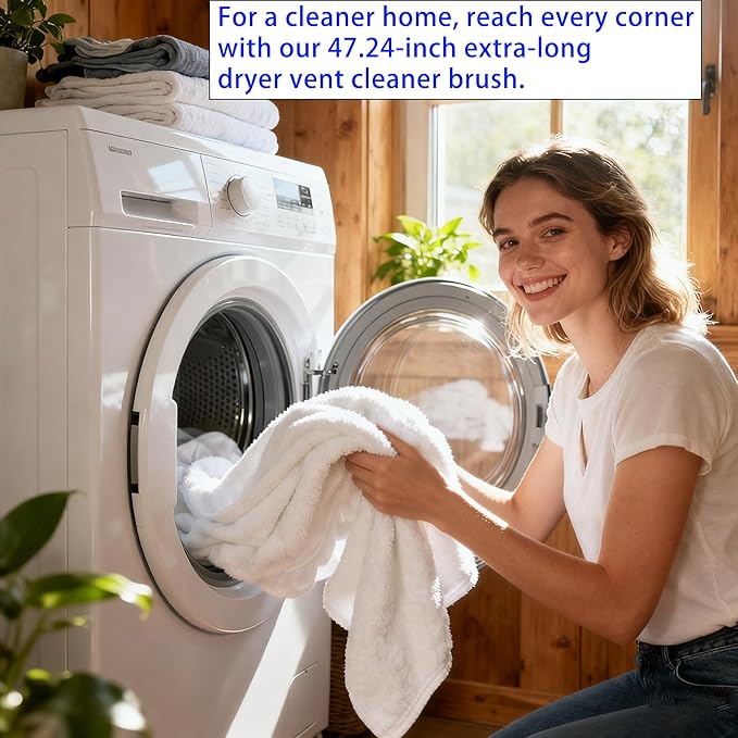 47.24" Extra Long Dryer Vent Cleaner Brush – Flexible Dryer Lint Brush for Deep Cleaning of Lint Trap, Refrigerator Coils, Dust, and Pet Hair – for Fire Risk Reduction & Better Efficiency