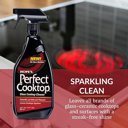HOPE'S Perfect Cooktop Spray, Glass Ceramic Stovetop Cleaner, No Hazy Residue, Leaves Electric Stove Top Ranges Spotless, Clean Grease and Oil with Ease, Fragrance Free, 23 Fl Oz, Pack of 1
