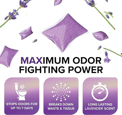Camco TST MAX RV Toilet Treatment Drop-INs - Control Unwanted Odors and Break Down Waste and Tissue - Septic Tank Safe - Lavender Scent - 30-pack (41553)