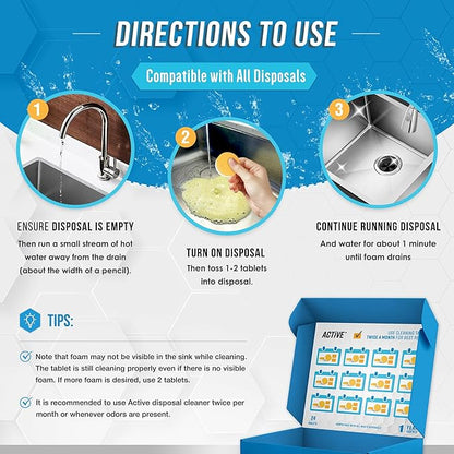 ACTIVE Washing Machine Cleaner for Pet Owners and Disposal Cleaner - Includes 24pk Pet Washer Cleaning Tablets and 24ct Garbage Disposal Cleaner Tabs