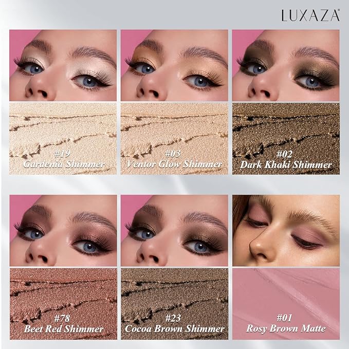 6PCS Cream Eyeshadow Stick Makeup Sets, Metallic And Matte Shimmer Eye Shadow Eye Brightener Stick Pencil Crayon, B01-Pink Brown