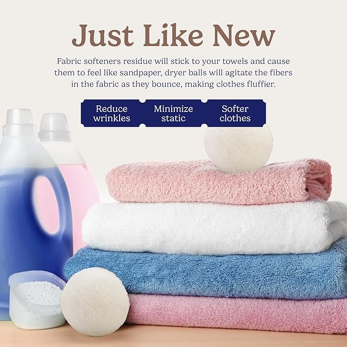 Handy Laundry Wool Dryer Balls – Natural Fabric Softener, Reusable, Reduces Wrinkles and Saves Drying Time. Large Dryer Balls Are a Better Alternative to Plastic Balls and Liquid Softener (Pack of 72)