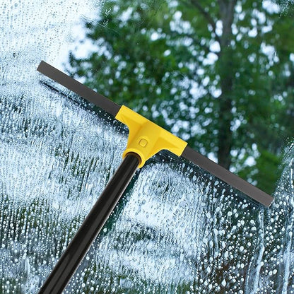 Squeegee Broom for Floor, 18'' Heavy Duty Rubber Wiper with 60'' Long Handle for Bathroom Tile, Garage Concrete, Deck, Shower Glass, Window Cleaning
