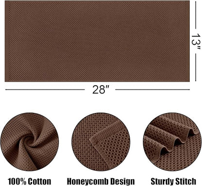 Kitinjoy 100% Cotton Waffle Weave Kitchen Hand Towels (13 X 28 Inches, Coffee), 4-Pack Super Soft and Absorbent Dish Towel for Drying Dishes