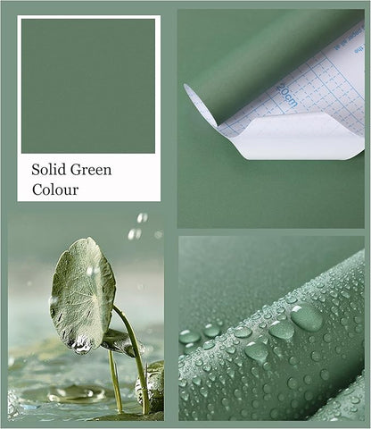 HeloHo Solid Green Wallpaper Matte Textured Peel and Stick Wall Paper Modern Self Adhesive Removable Waterproof Contact Paper for Living Room Bedroom Decor 394"X15.7"