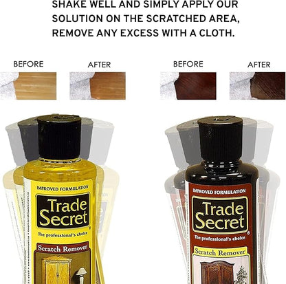 Trade Secret Scratch Concealer for Real Wood Furniture and Floor Cover Nicks and Scratches on Wood Surfaces, Hides Minor Defects (Light and Dark)
