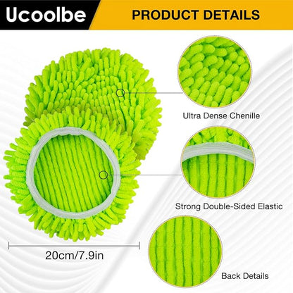 Chenille Duster Mop Head Compatible with O Cedar Mop Easywring 1-Tank System, Microfiber Chenille Mop Pads Spin Mop Refill for Dry & Wet Use, 3 Pack
