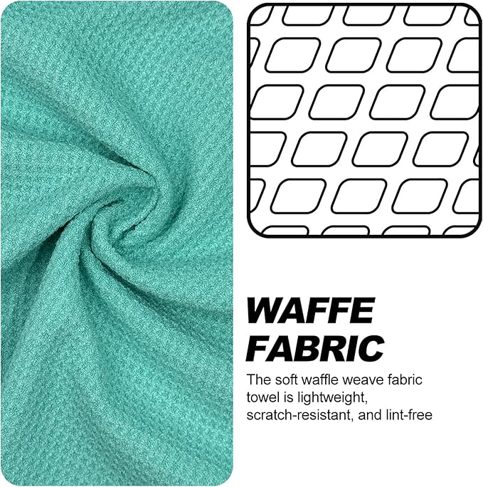 Small Magnetic Golf Towel with Clip, Microfiber Waffle Design - Industrial Strength Magnet for Glof Balls, Golf Bags, Carts Clubs - Green