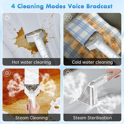 Portable Carpet & Upholstery Steam Spot Cleaner Machine with Heating System 15Kpa Power Suction Deep Spot Cleaning for Pet Stains, Couch, Stairs, Car & Furniture White