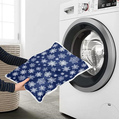 Mesh Laundry Bags Lingerie Bags for Washing Delicates 2 PCS Durable Wash Bag with Zipper Small and Medium Washable Navy Blue Snowflakes