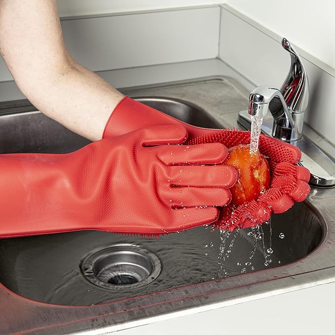 Goodful Silicone Kitchen Rubber Gloves, Oversized, Reusable, Waterproof