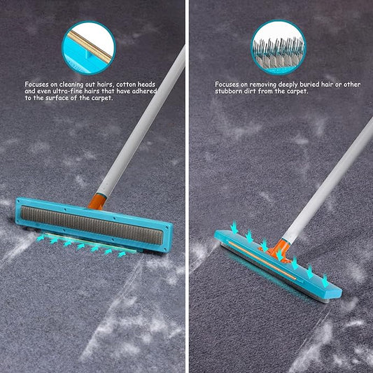 Carpet Rake-Carpet Hair Removal Tool-Carpet Rake to Fluff Carpet-Carpet Scraper Brush Rug Comb Pet Cat Fur Dog Hair Remover for Couch Furniture Carpet Broom