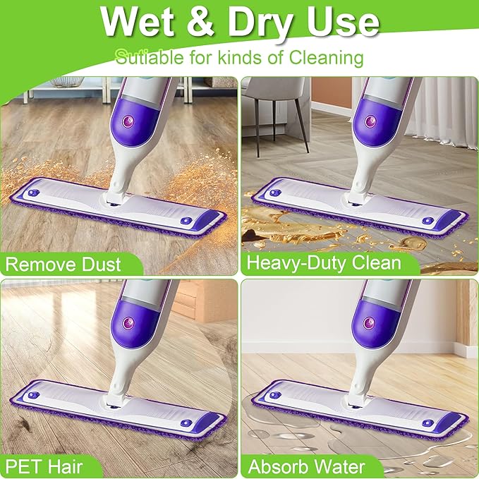 Aifacay Reusable Mop Pads for Swiffer PowerMop, 6 Pack Microfiber Pads Refills for 13''-15'' Spray Mop Washable and Machine Replacement Heads Wet Dry Mops Wood Floor Pads, Upgrade Designed for Pets