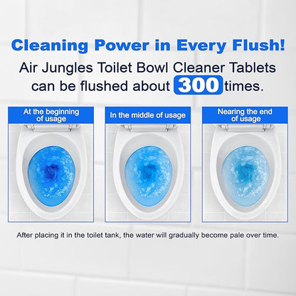 Air Jungles Automatic Toilet Bowl Cleaner Tablets (8 Count), Extra Fresh Cleaner Tabs for Toilet, Quick Bubbles Foaming and Long-lasting, Easy-to-Use, Simply Drop Tablet in Tank