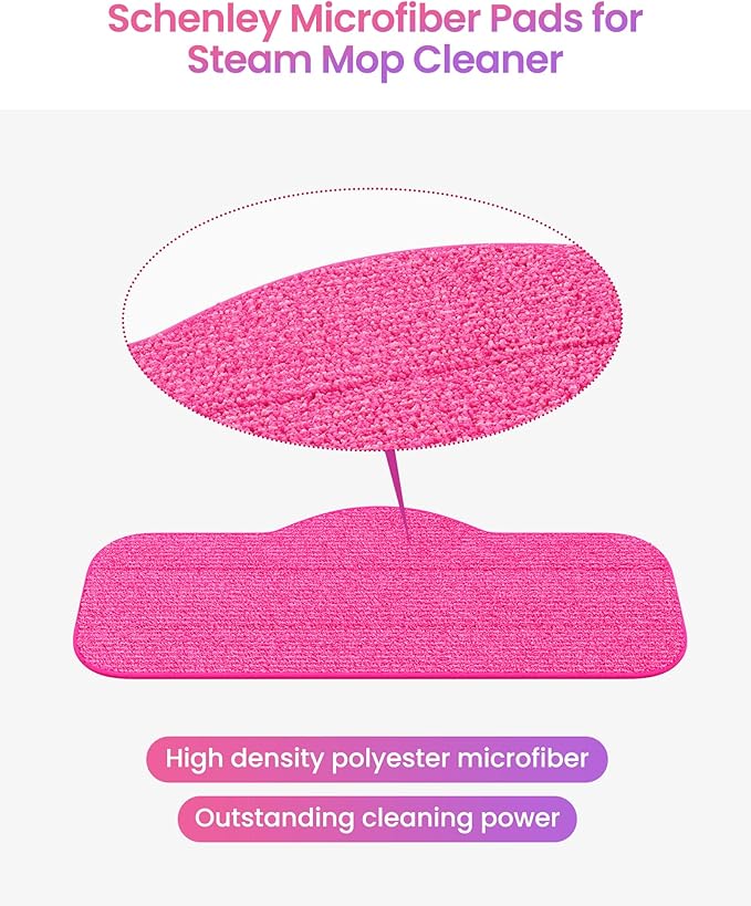Schenley 6-Pack Microfiber Pads for Steam Mop Cleaner, Washable and Reusable Replacement Mop Pads, Accessories Compatible Steam Mop SLFCSM063 & SLFCSM064 and Steam Cleaner SLFCSC084