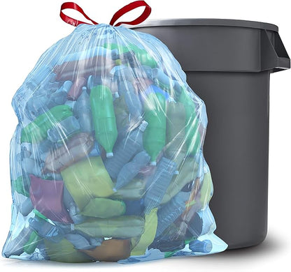 Glad Trash Bags, Large Drawstring Garbage Bags, 30 Gallon Blue Trash Bags for Large Kitchen Trash Can or Recycling, 28 Count - Packaging May Vary