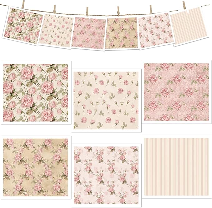 Reusable Swedish Dishcloths for Kitchen, 6 Pcs Vintage Floral Swedish Dish Cloths, Absorbent Pink Flower Sponge Cleaning Towels Wipes for Kitchen Cooking Home Decoration Housewarming Gifts
