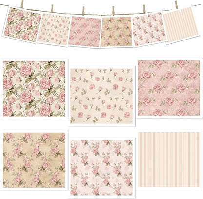 Reusable Swedish Dishcloths for Kitchen, 6 Pcs Vintage Floral Swedish Dish Cloths, Absorbent Pink Flower Sponge Cleaning Towels Wipes for Kitchen Cooking Home Decoration Housewarming Gifts