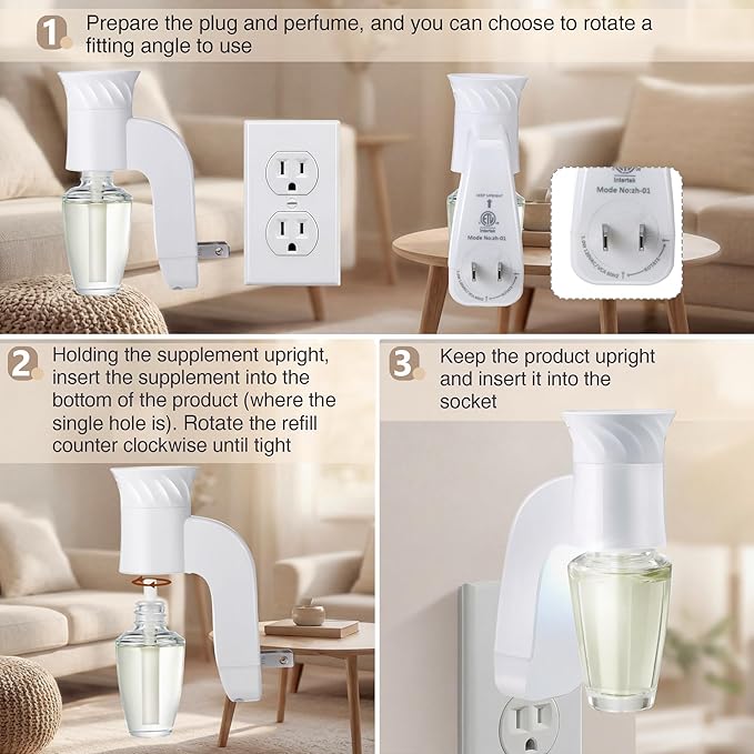 Saillong 6 Pack Wall Fragrance Plug with Night Light, Compatible with Bath & Body Works WallFlower Refills, ETL Certified, Rotatable Plug Design Fragrance Diffuser for Home & Office