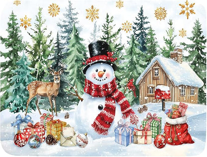 Christmas Kitchen Drying Mat 18 x 24 Inch Xmas Snowman Drying Pad Snowflake and Tree Pattern Absorbent Reversible Microfiber Mats Winter Dish Rack Pad Drainer Mat for Coffee Bar Decor
