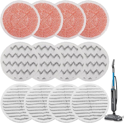 3897A Replacement Steam Mop Pads: 12 Packs Spin Mop Refills Compatible with Bissell Spinwave 3897A 3712C 3712W SmartSteam Scrubbing Steam Mop - Hard Floor Steam Mop Washable Pads (Heavy&Scrubby&Soft)