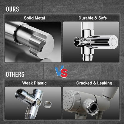 Veken 10'' Rain Shower Head with Handheld, High Pressure Rainfall Showerhead Combo with 5 Handheld Water Spray Modes for Bathroom Accessories, Home Decor, Detachable Dual Shower Heads, Chrome Silver