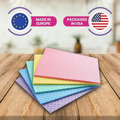 Swedish Dishcloths – Eco-Friendly Reusable Kitchen Towels – 10 Pack Cleaning Cloths for Dishes, Counters & Surfaces – Super Absorbent, Compostable, Zero-Waste Alternative