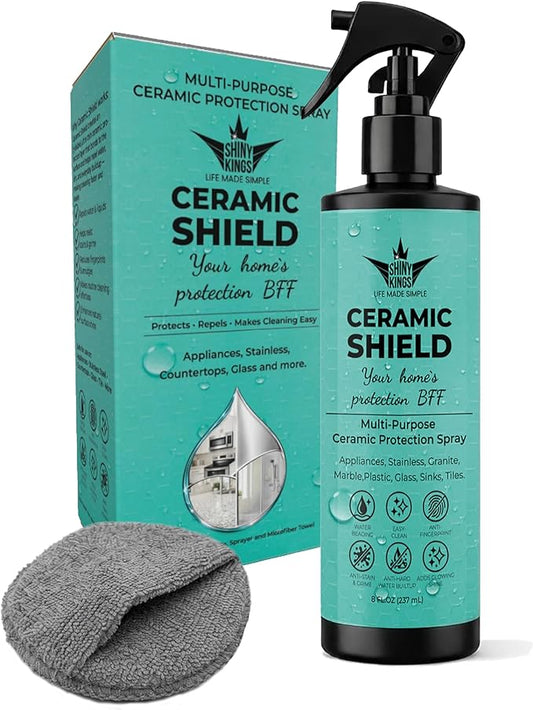 Ceramic Shield Ceramic Coating Spray for Home Surfaces – Anti-Fingerprint Hydrophobic Protection for Stainless Steel Appliances, Countertops, Glass & Shower Doors – Multi Surface Nano Ceramic Coating