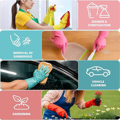 Rubber Cleaning Gloves for Dishwashing-5 Pairs Colorful Reusable Household Cleaning Glove for Washing Dishes and Kitchen Cleaning Non-Slip Grip Dish Gloves for Women Men (Small)