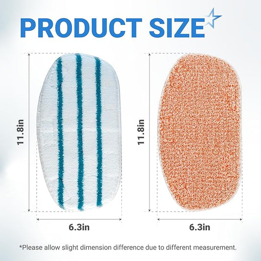 BlueStars 8 Pack Steam Mop Replacement Pads - Compatible with PurSteam ThermaPro 10-in-1 Steam Mop – 4 Microfiber Steam Scrub Pads & 4 Soft Cleaning Pads, Washable and Reusable Pads Replacement
