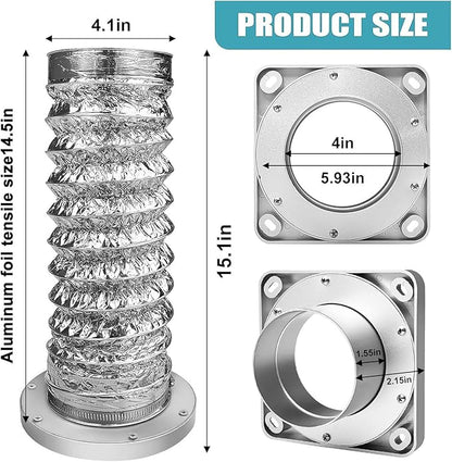 Dryer Vent Cleaner Kit, 4 Inch Magnetic Connector Aluminum Flexible Hose Dryer Vent Vacuum Attachment with Quick Connect Seal Dryers Lint Cleaner for Laundry Room Duct Use