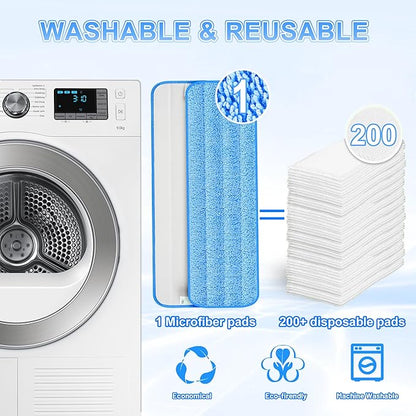 8 Pack Reusable Mop Pads for Swiffer PowerMop, Power Mop Pads 15'' Microfiber Refills for Hardwood Floor Cleaning, Machine Washable Dry Wet Use for All Floor Types