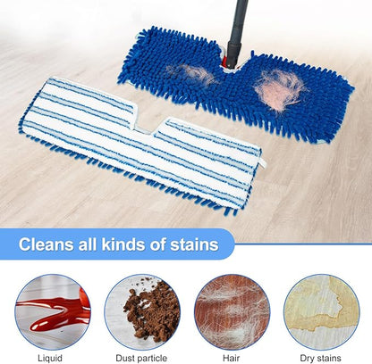 3 Pack Mop Heads Replacements Compatible for Ocedar Dual-Action Microfiber Flip Mop, Double Sided Mop Replace Head Mop Refills with Microfiber & Chenille for Dry Wet Use, Reusable, Machine Washable