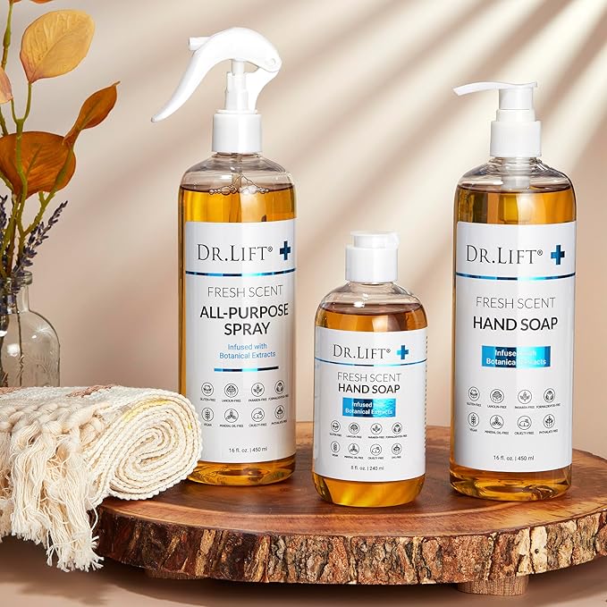 All Purpose Spray Cleaner, Multi Surface Cleaning Spray with Essential Oils for Kitchen and Bathroom, Natural Household Cleaner for Everyday Use, Eco Friendly, Fresh Scent, 16 Fl Oz