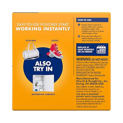 Arm & Hammer Fresh Effects Odor Neutralizing Baking Soda Pouches, Unscented Deodorizer for Long Lasting Freshness in Shoes, Gym Bags, & Small Spaces, 5 count