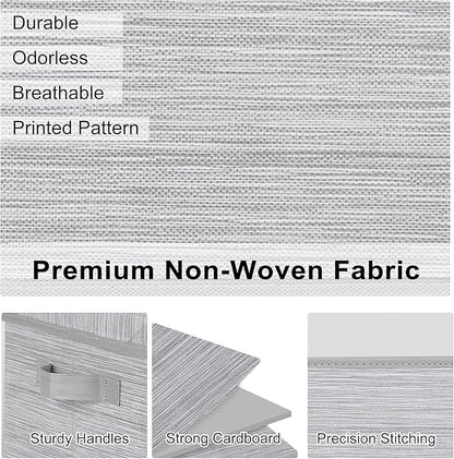 WUIKE 3 Pack Extra Large Closet Storage Bins with Lids, Gray Storage Boxes with Handles, Fabric Storage Baskets with Cover for Bedroom