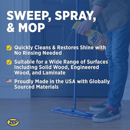 Zep Hardwood and Laminate Floor Cleaner - 32 oz (Case of 12) - ZUHLF32 - Removes Spots, Stains and Scuffs. Cleans and Restores Shine
