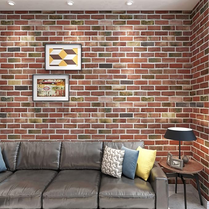 Art3d 10-Pack 52.5 Sq.Ft Faux Brick 3D Wall Panels Peel and Stick in Red Brown, Self Adhesive Waterproof Foam Wallpaper for Bedroom, Bathroom, Kitchen
