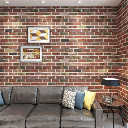 Art3d 10-Pack 52.5 Sq.Ft Faux Brick 3D Wall Panels Peel and Stick in Red Brown, Self Adhesive Waterproof Foam Wallpaper for Bedroom, Bathroom, Kitchen