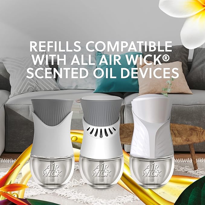 Air Wick plug in Scented Oil, 2 Refills, Hawaii, Essential Oils, Air Freshener (Pack of 3)