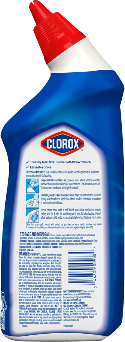 Clorox Toilet Bowl Cleaner Bleach, Rain Clean, 24 Fluid Ounces (Package May Vary)