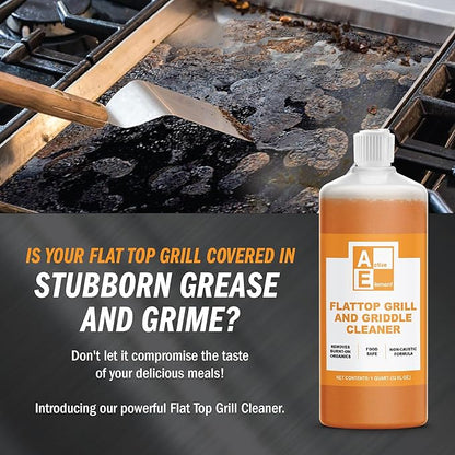 Flat Top Grill Cleaner – 32 fl oz (Pack of 4) | Griddle Cleaner, Food Safe, Non-Caustic, Removes Burnt-On Residue, Blackstone Compatible