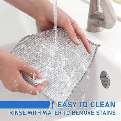 20pcs Set Non-Scratch Steel Wool Dishcloth - Multi-Use Kitchen Scrubbers, Durable Cleaning Pads for Wet & Dry Use White