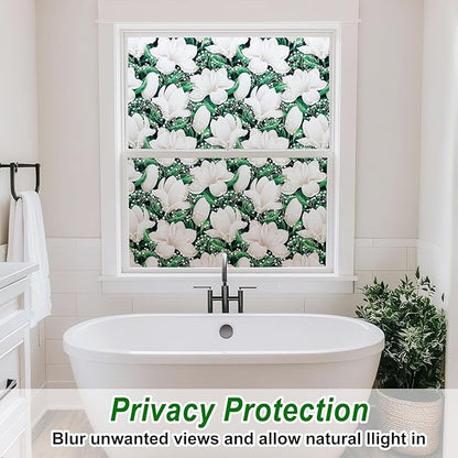 Frosted Glass Window Film, Heat Insulation, UV Block, Anti-Glare, One Way Privacy Tint, Static Cling for Home Bathroom Door, Renter Friendly, Day & Night Privacy