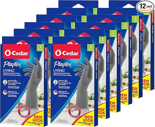 PLAYTEX Living Reuseable Rubber Cleaning Gloves (Small, 12 Pack), Premium Protection Reusable Household Gloves