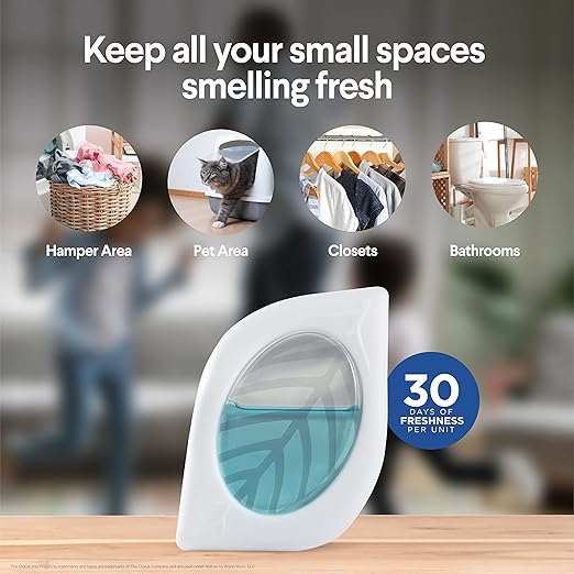 Clorox Fraganzia Small Rooms Air Freshener, Fresh Ocean Breeze - Peel & Place Air Freshener, No-Plug, Battery-Free for Closets, Laundry Room, Entry Way, Bathroom, Locker, 0.25 Fl Oz Each, 24 Count